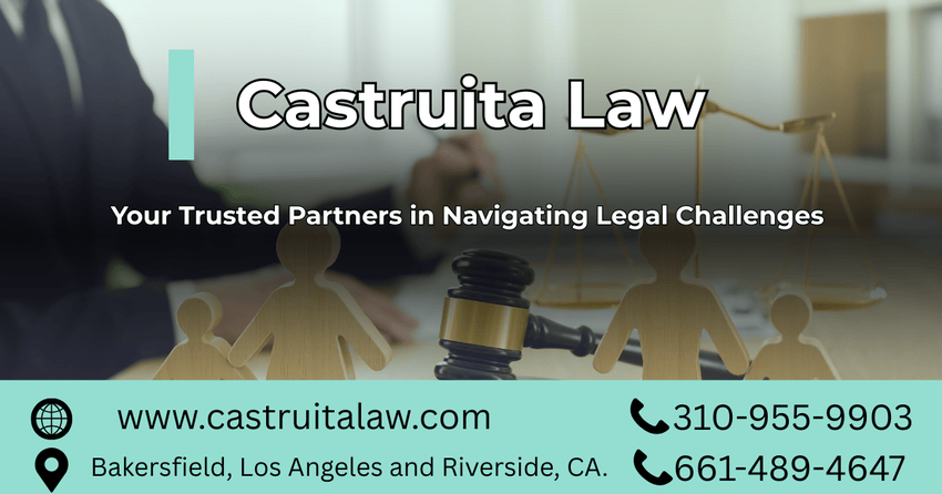 A backdrop of an attorney with some information about Castruita Law.