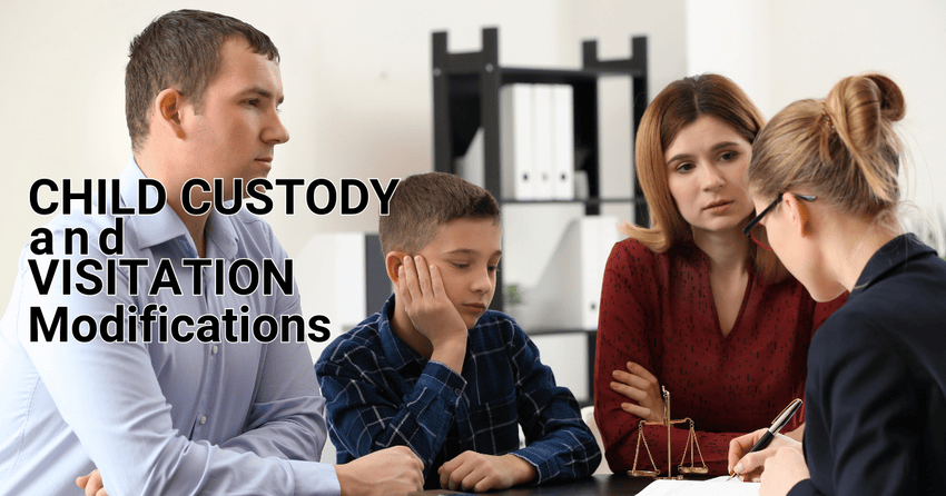 A bakersfield divorce lawyer discussing options with a divorced couple and a child about child visitation and custody modification. 